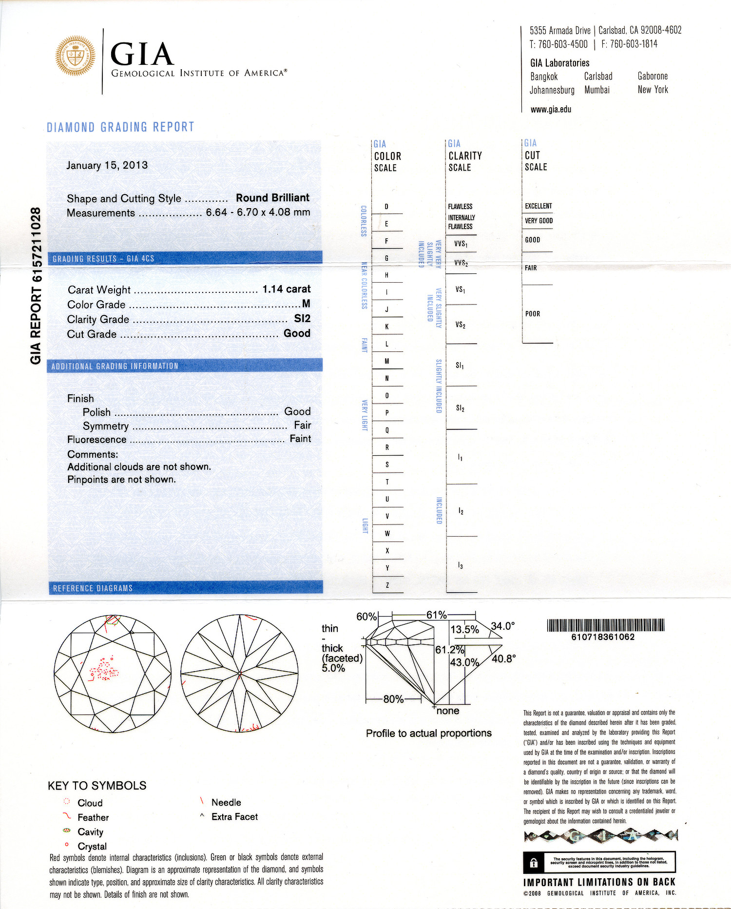 Gallery image of this Women’s 14k White Gold Diamond Ring GIA Cert