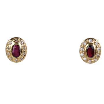 Featured image of this Women’s 14k Yellow Gold Ruby, Diamond Stud Earrings