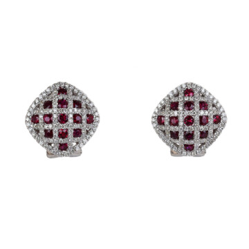 Featured image of this Women’s 14k White Gold Diamond, Ruby Earrings
