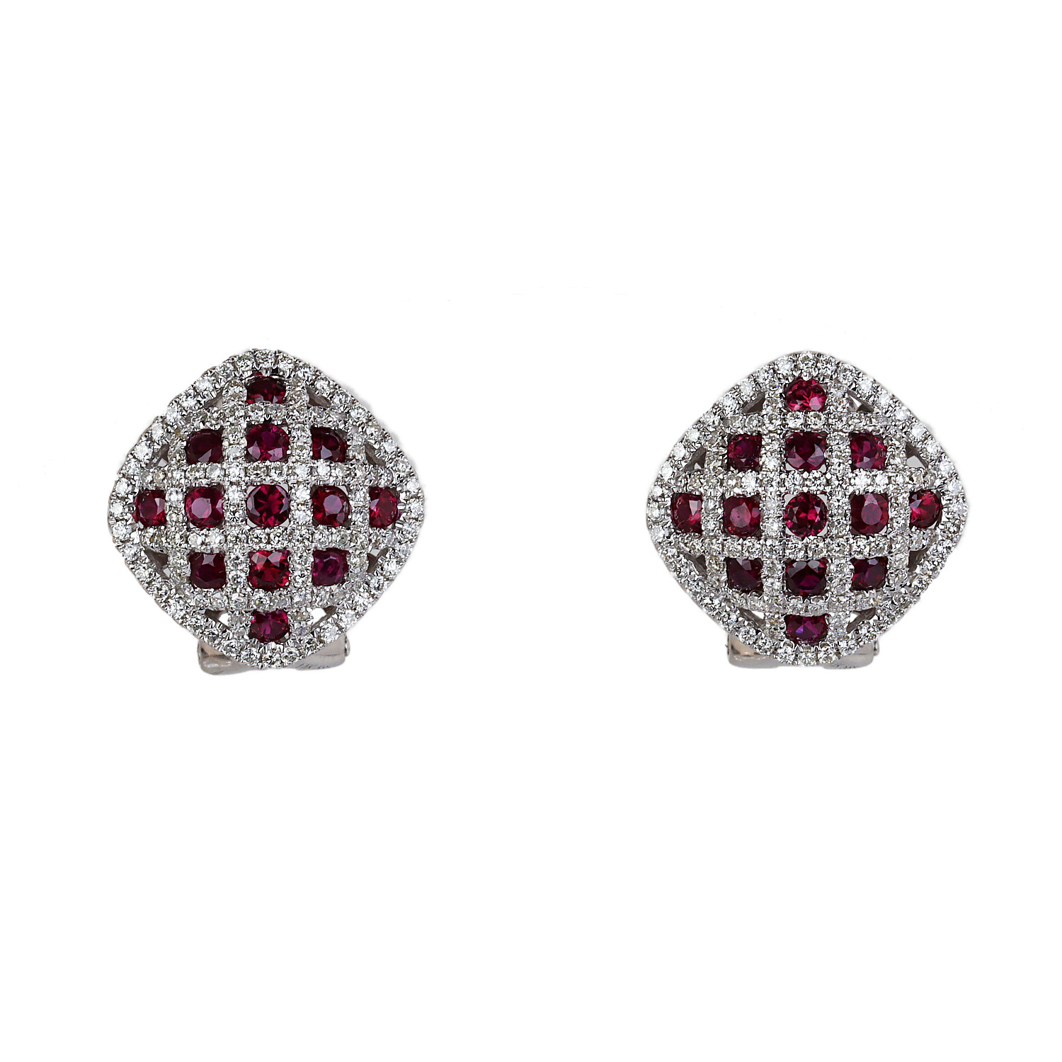 Featured image of this Women’s 14k White Gold Diamond, Ruby Earrings