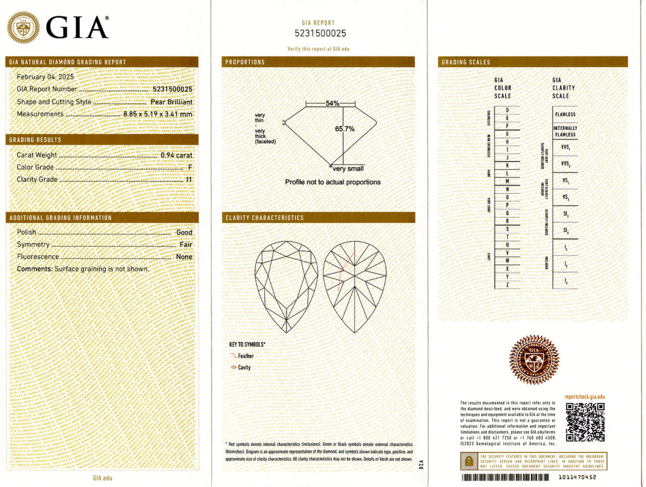 Gallery image of this GIA Certified 0.94ct Pear Cut Diamond F/I1