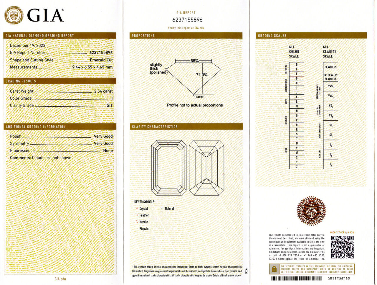 Gallery image of this GIA Certified 2.54ct Emerald Cut Diamond I/SI1