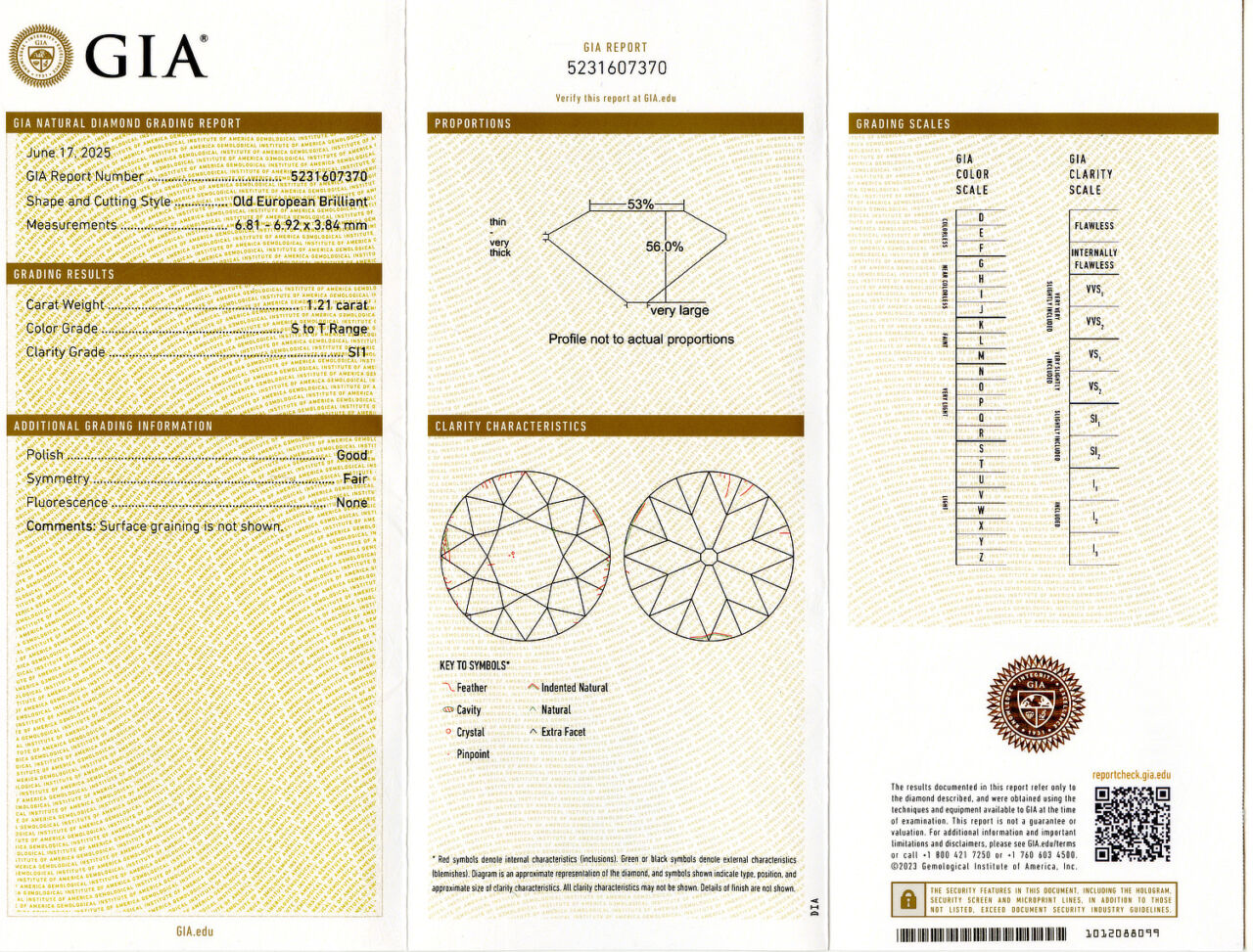 Gallery image of this GIA Certified 1.21ct Old European Cut Diamond S/SI1
