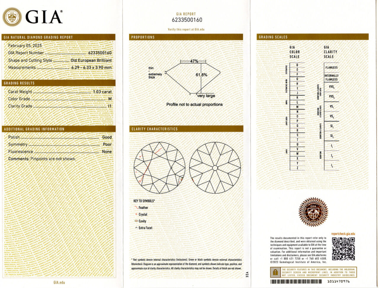 Gallery image of this GIA Certified 1.03ct Old European Cut Diamond M/I1