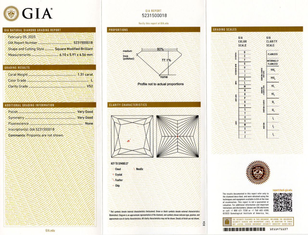 Gallery image of this GIA Certified 1.31ct Princess Cut Diamond L/VS2