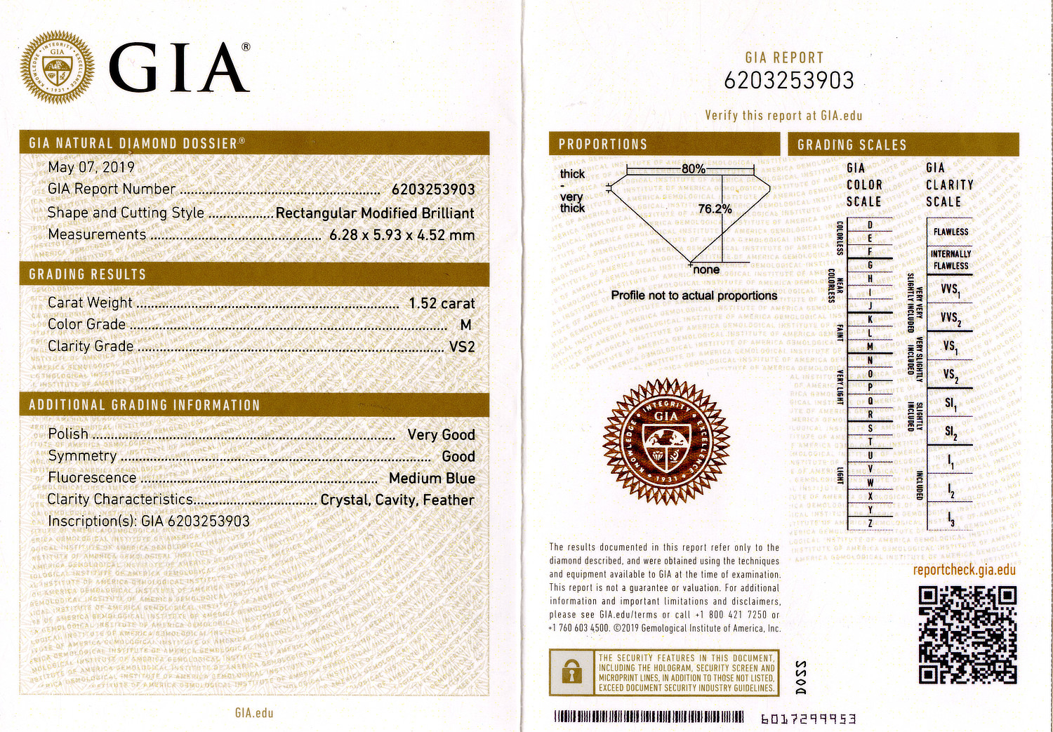 Gallery image of this GIA Certified 1.52ct Rectangular Princess Cut Diamond M/VS2