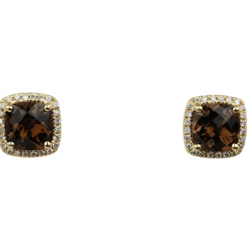 Featured image of this Women’s 14k Yellow Gold, Smoky Quartz, Diamond Stud Earrings
