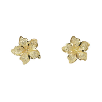 Featured image of this Women’s 14k Yellow Gold Plumeria Flower Stud Earrings