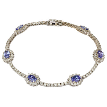 Featured image of this Women’s 18k White Gold Diamond, Tanzanite Link Bracelet