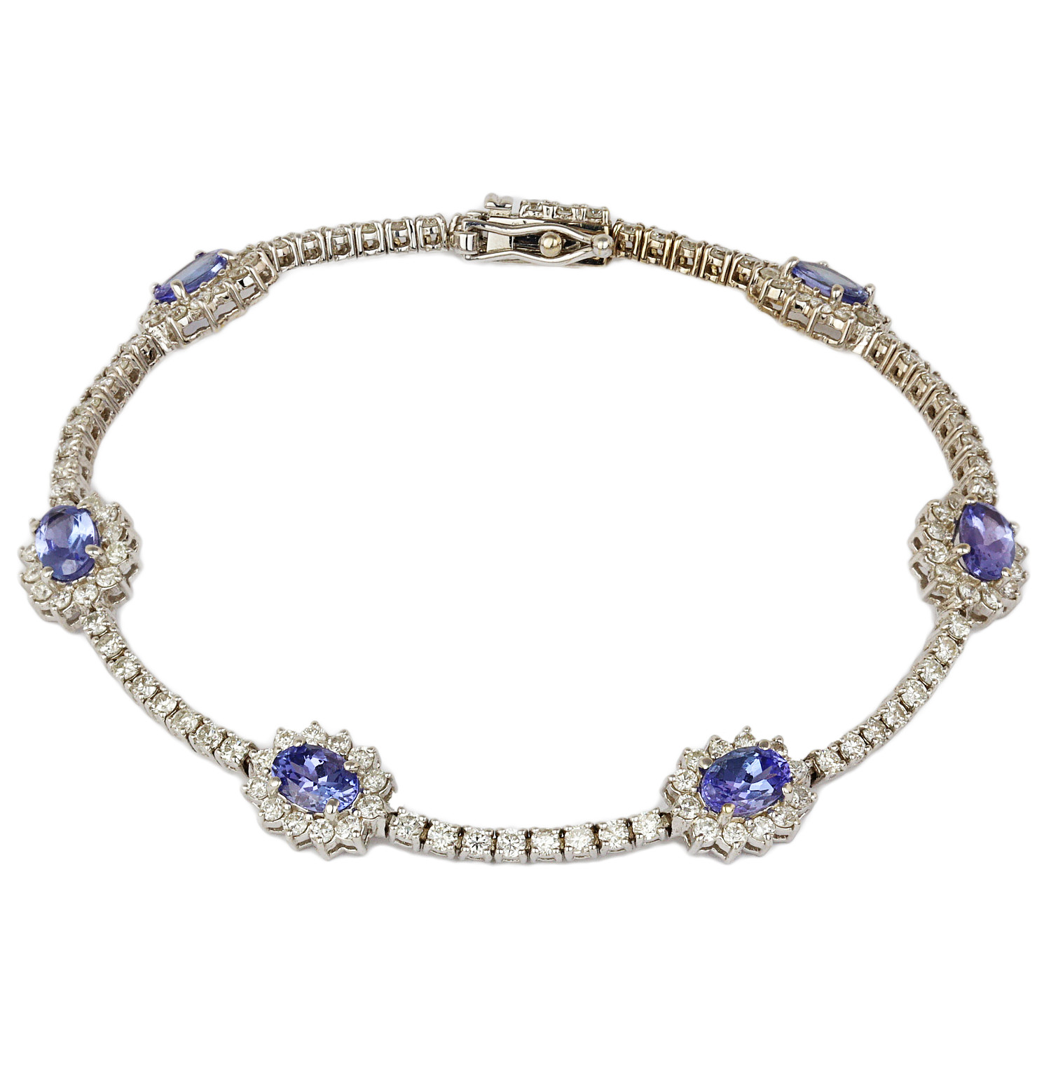 Featured image of this Women’s 18k White Gold Diamond, Tanzanite Link Bracelet