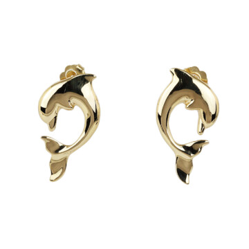 Featured image of this Women’s 14k Yellow Gold Dolphin Stud Earrings