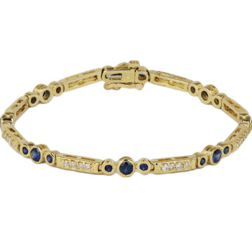 Featured image of this Women’s 14k Yellow Gold Diamond, Sapphire Link Bracelet