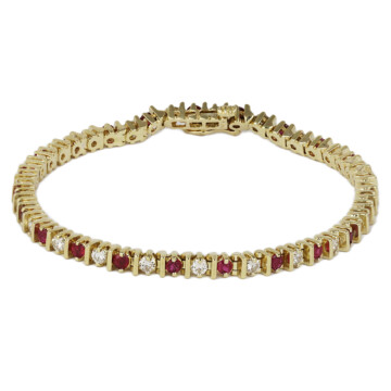 Featured image of this Women’s 14k Yellow Gold Diamond, Ruby Link Bracelet