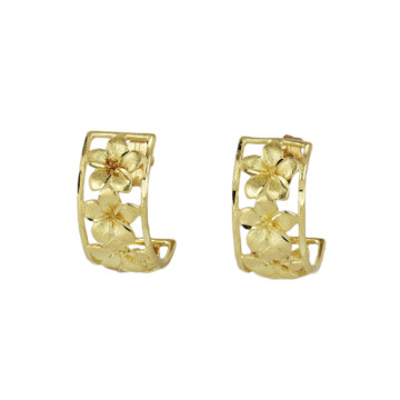 Featured image of this Women’s 14k Yellow Gold Hawaiian Plumeria Flower Stud Earrings