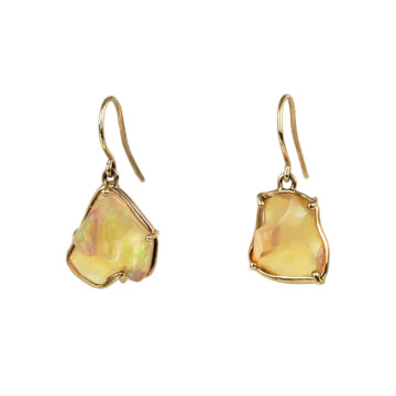 Featured image of this Women’s 14k Yellow Gold Ethiopian Opal Dangle Earrings