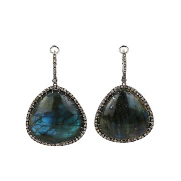 Featured image of this Women’s 14k White Gold Labradorite, Diamond Dangle Earrings