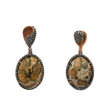 Featured image of this Women’s 14k Rose Gold Diamond, Crazy Lace Agate Dangle Earrings