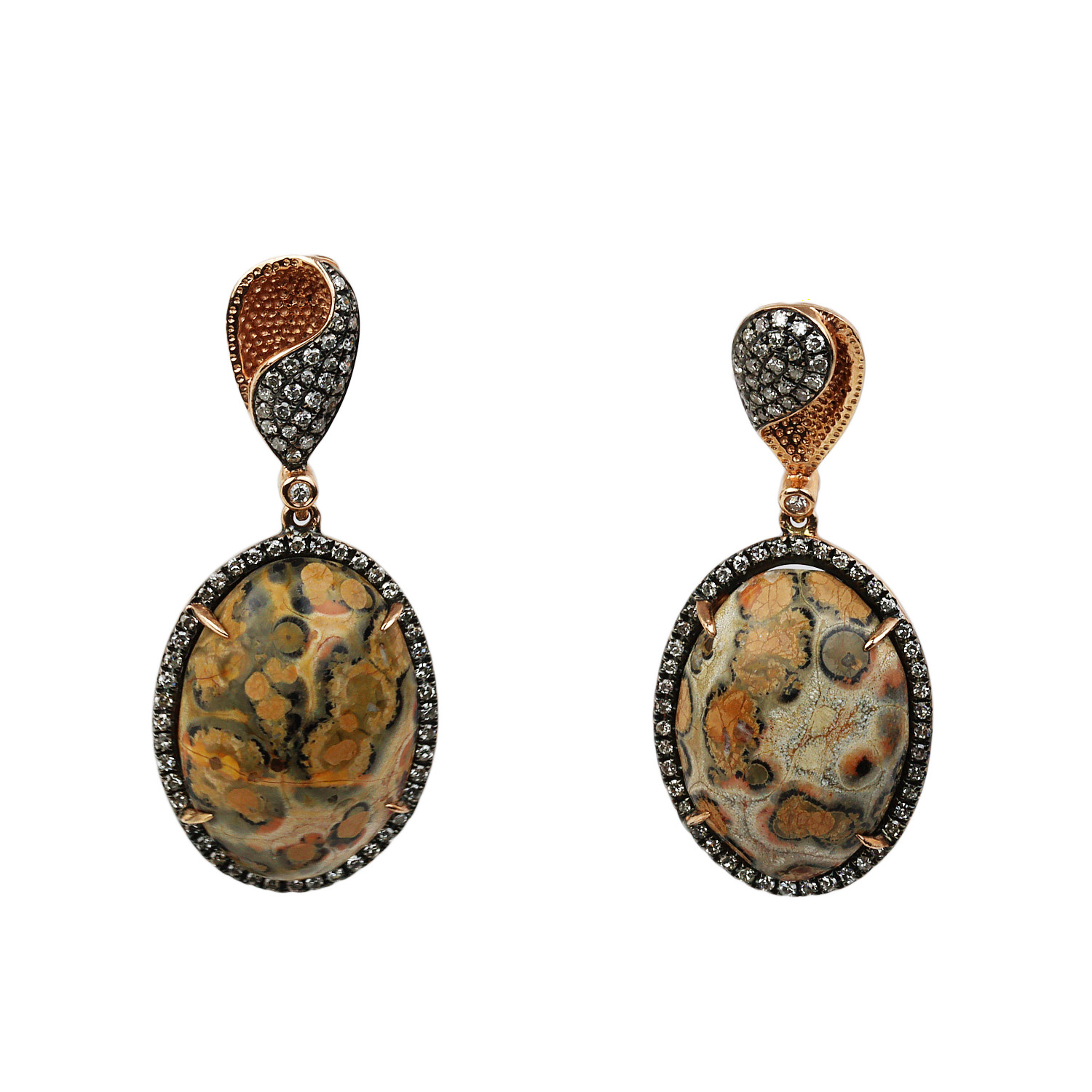Featured image of this Women’s 14k Rose Gold Diamond, Crazy Lace Agate Dangle Earrings