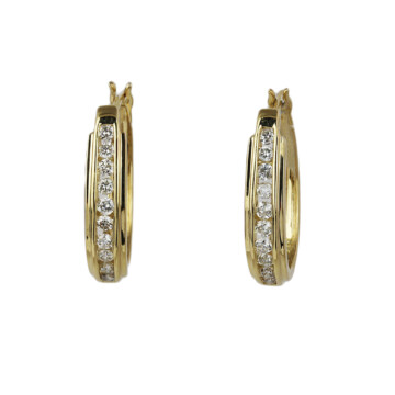 Featured image of this Women’s 14k Yellow Gold Diamond Oval Hoop Earrings