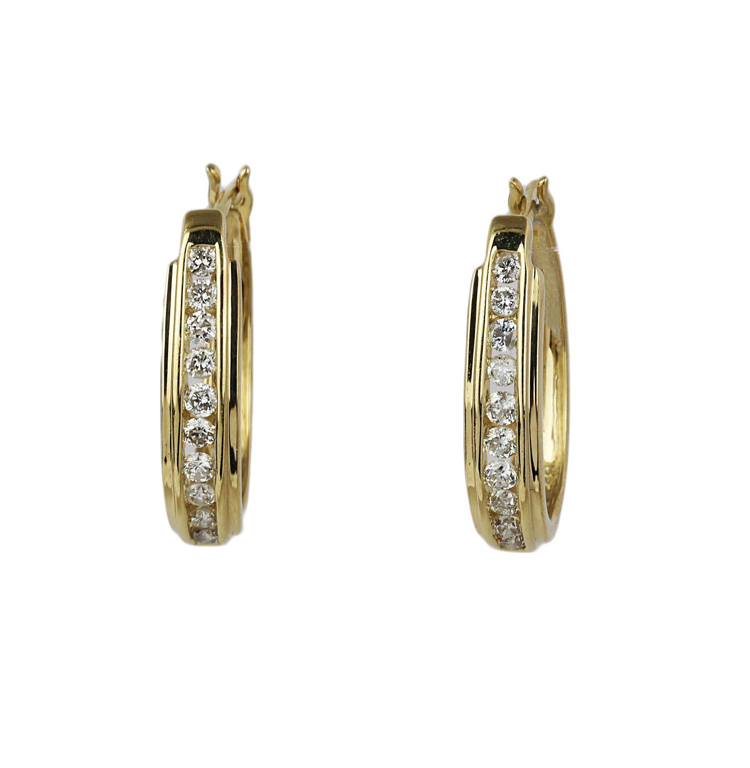 Featured image of this Women’s 14k Yellow Gold Diamond Oval Hoop Earrings