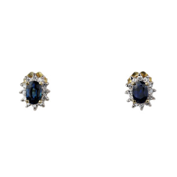 Featured image of this Women’s 14k Yellow Gold Diamond, Sapphire Stud Earrings