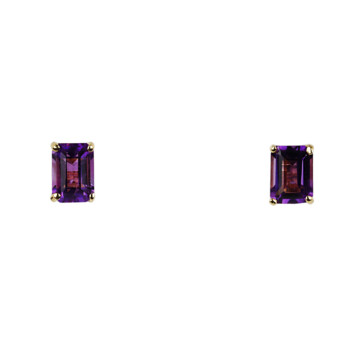 Featured image of this Women’s 14k Yellow Gold Amethyst Stud Earrings
