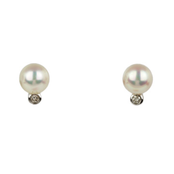 Featured image of this Women’s 14k White Gold Diamond, Pearl Stud Earrings