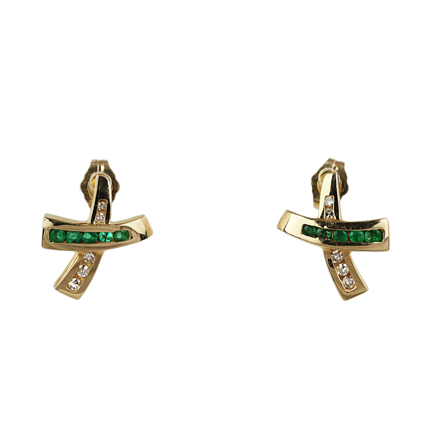 Featured image of this Women’s 14k Yellow Gold Diamond, Emerald Stud Earrings