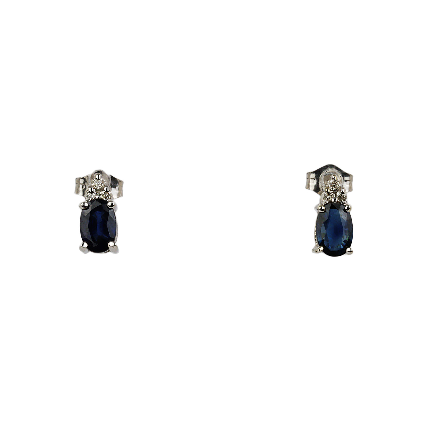Gallery image of this Women’s 14k White Gold Diamond, Sapphire Stud Earrings