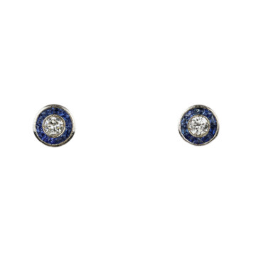 Featured image of this Women’s 14k White Gold Diamond, Sapphire Stud Earrings