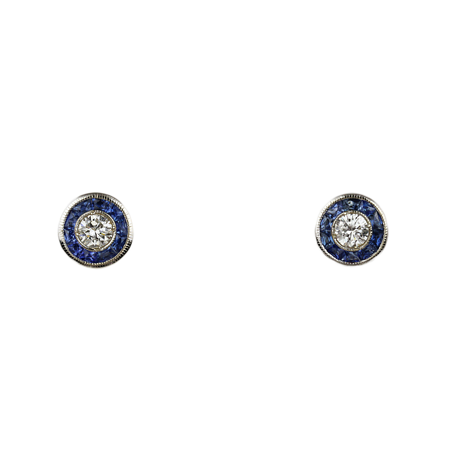 Featured image of this Women’s 14k White Gold Diamond, Sapphire Stud Earrings