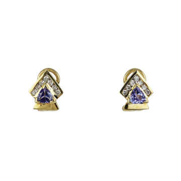 Featured image of this Women’s 14k Yellow Gold Diamond, Tanzanite Stud Earrings
