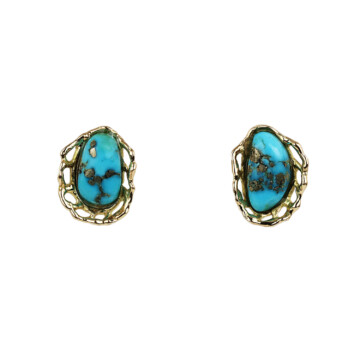 Featured image of this Women’s 14k Yellow Gold Turquoise Stud Earrings