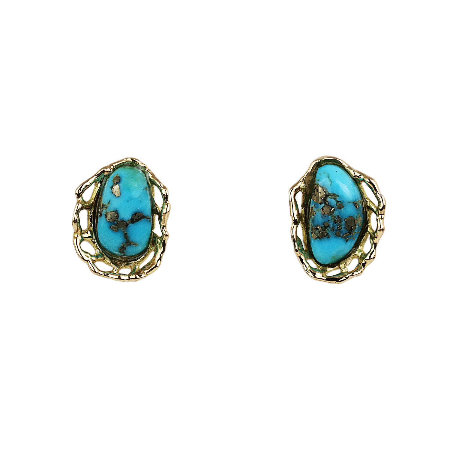 Featured image of this Women’s 14k Yellow Gold Turquoise Stud Earrings