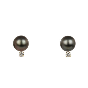 Featured image of this Women’s 14k Yellow Gold Diamond, Pearl Stud Earrings