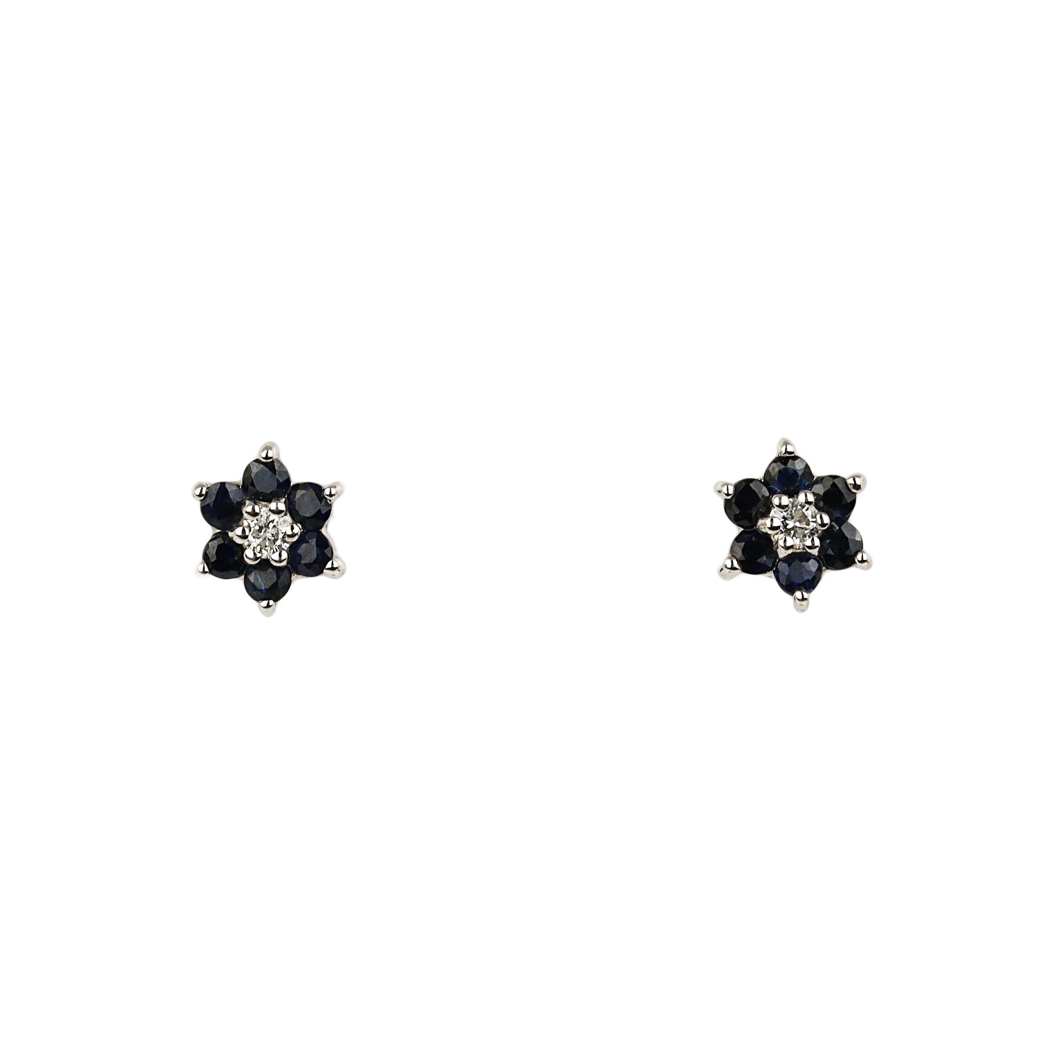Featured image of this Women’s 14k White Gold Diamond, Sapphire Stud Earrings