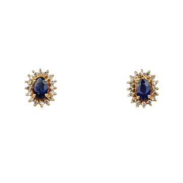 Featured image of this Women’s 14k Yellow Gold Diamond, Sapphire Stud Earrings