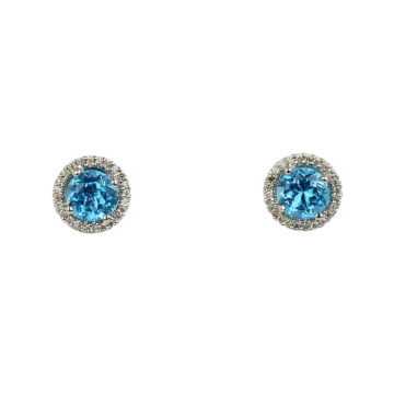 Featured image of this Women’s 14k White Gold Diamond, Topaz Stud Earrings