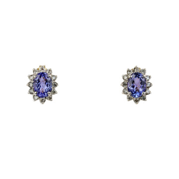Featured image of this Women’s 14k Yellow Gold Diamond, Tanzanite Stud Earrings