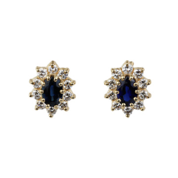 Featured image of this Women’s 14k Yellow Gold Diamond, Sapphire Stud Earrings