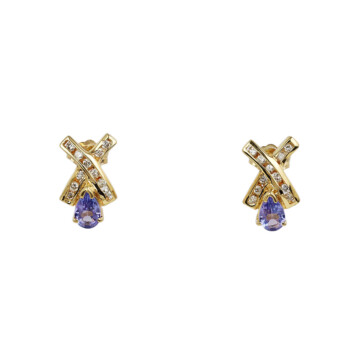 Featured image of this Women’s 14k Yellow Gold Diamond, Tanzanite Stud Earrings