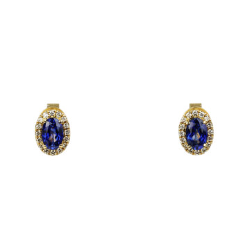Featured image of this Women’s 14k Yellow Gold Diamond, Sapphire Stud Earrings