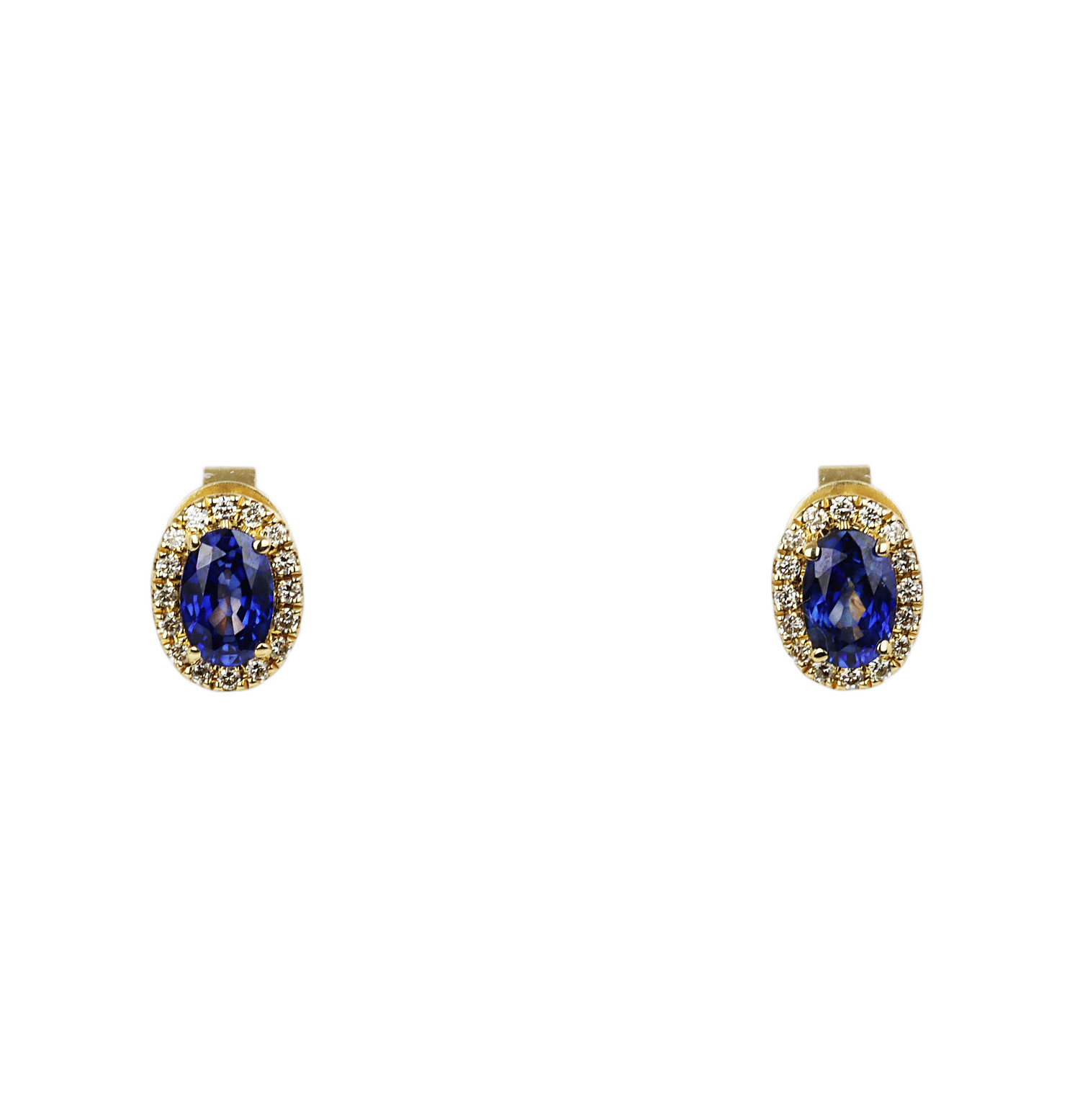 Featured image of this Women’s 14k Yellow Gold Diamond, Sapphire Stud Earrings