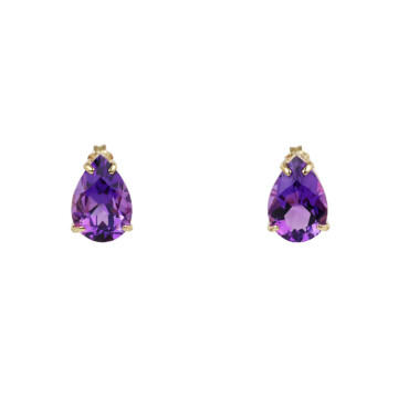 Featured image of this Women’s 14k Yellow Gold Amethyst Stud Earrings