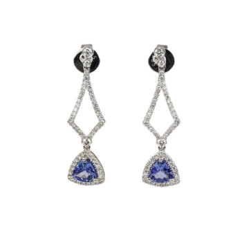 Featured image of this Women’s 14k White Gold Diamond, Tanzanite Dangle Earrings
