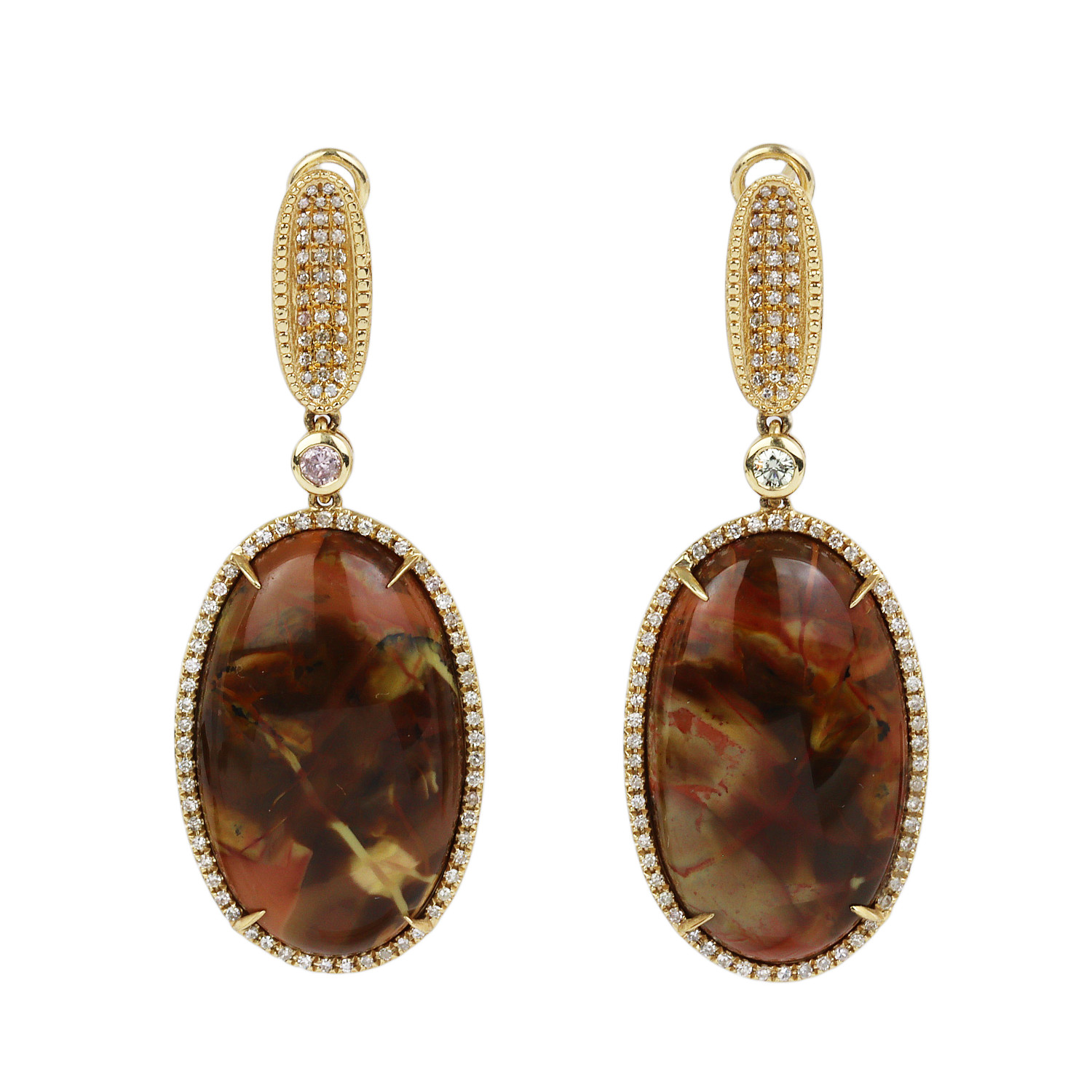 Featured image of this Women’s 14k Yellow Gold Diamond, Agate Dangle Earrings