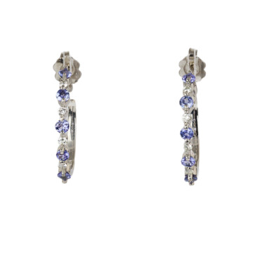 Featured image of this Women’s 14k White Gold Diamond, Tanzanite Hoop Earrings