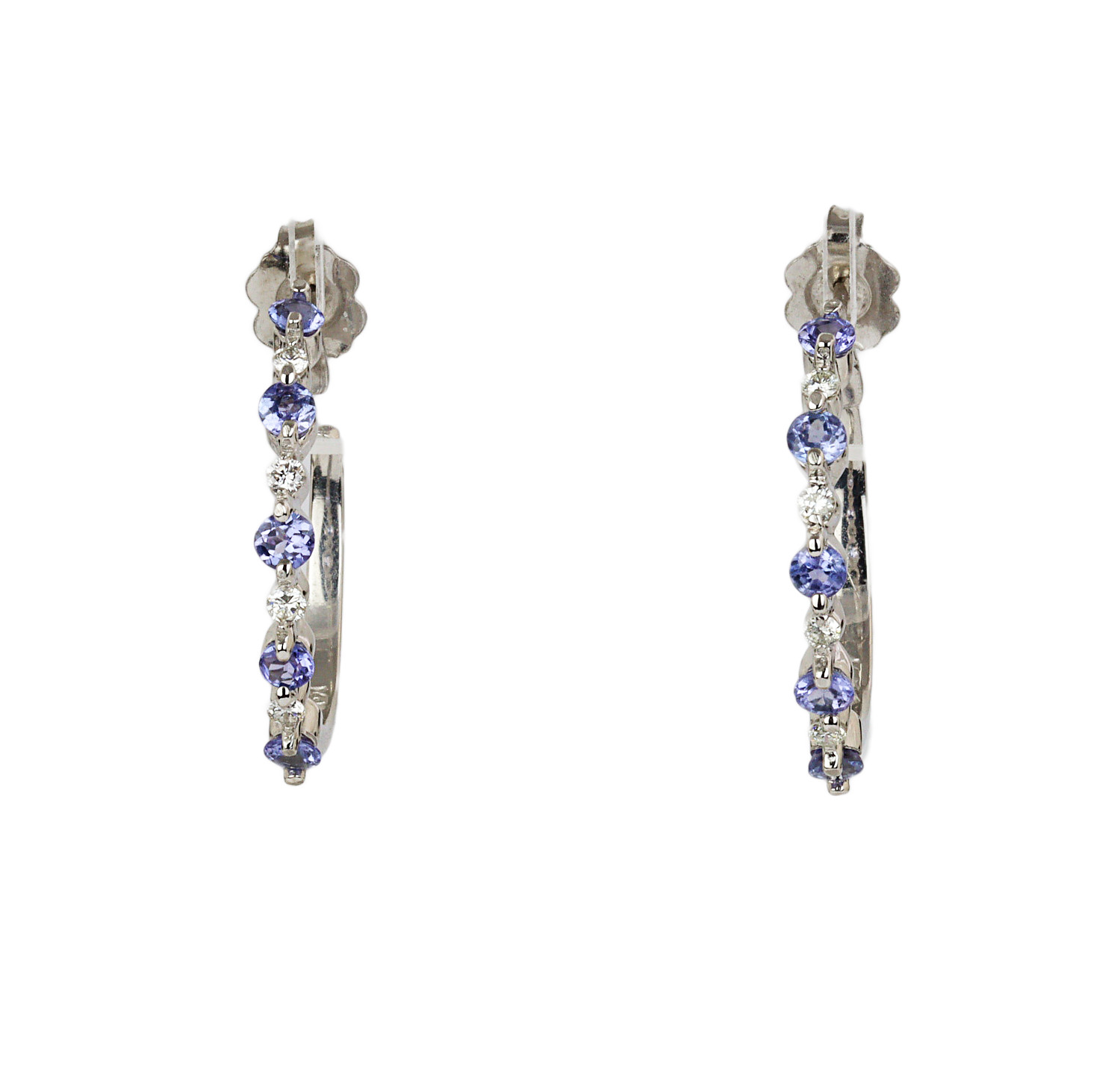 Featured image of this Women’s 14k White Gold Diamond, Tanzanite Hoop Earrings