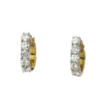 Featured image of this Women’s 18k Yellow Gold & Platinum Diamond Hoop Earrings