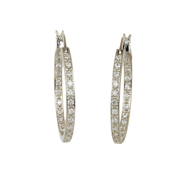 Featured image of this Women’s 14k White Gold Diamond Hoop Earrings